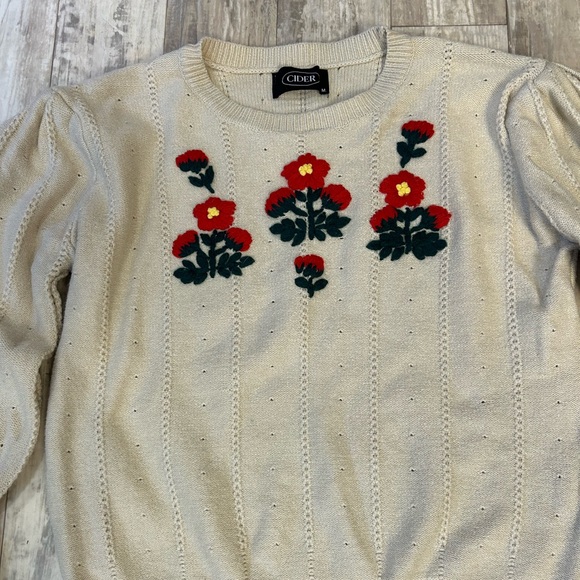 Cider Embroidered Floral Sweater - Picture 2 of 7